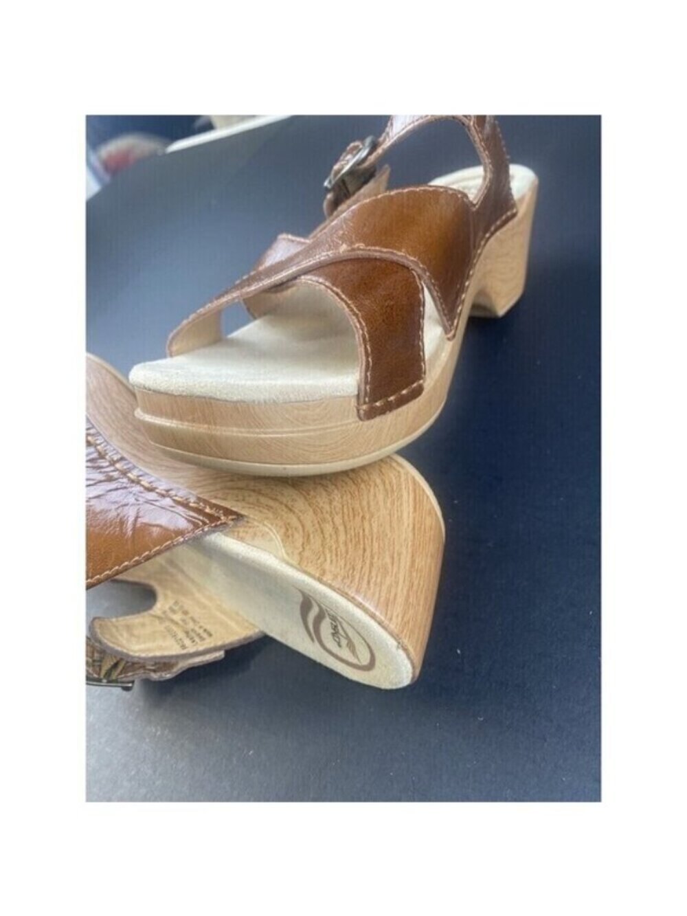 Dansko Bronze Patent Leather Criss Cross Strappy Slides Sandals Clogs  Size 41 - Picture 13 of 16